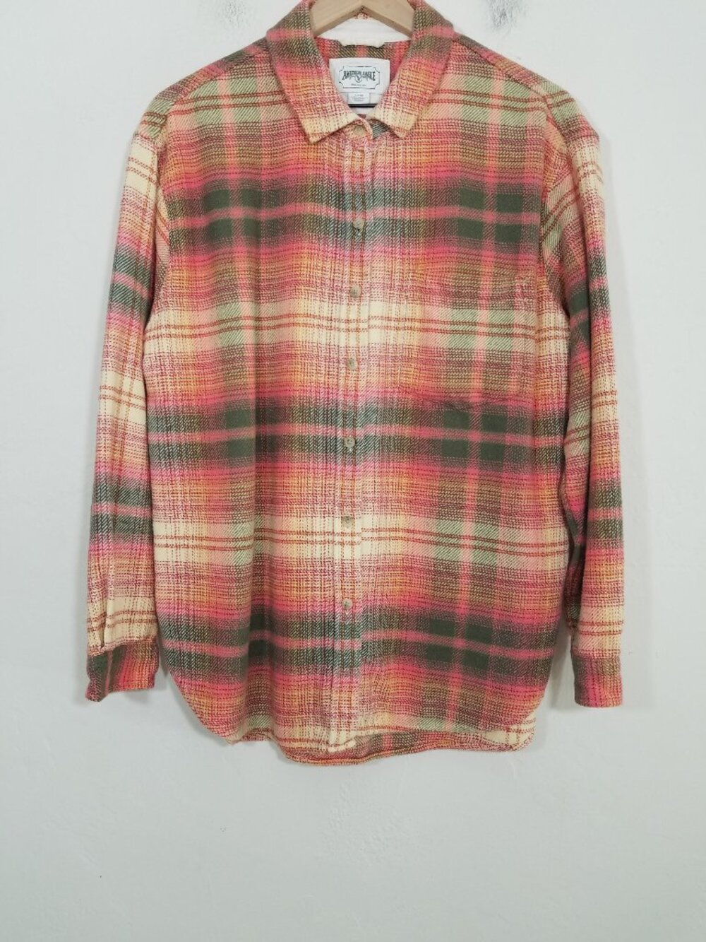 American Eagle Shacket Plaid Long Sleeve Button Down Shirt Size S